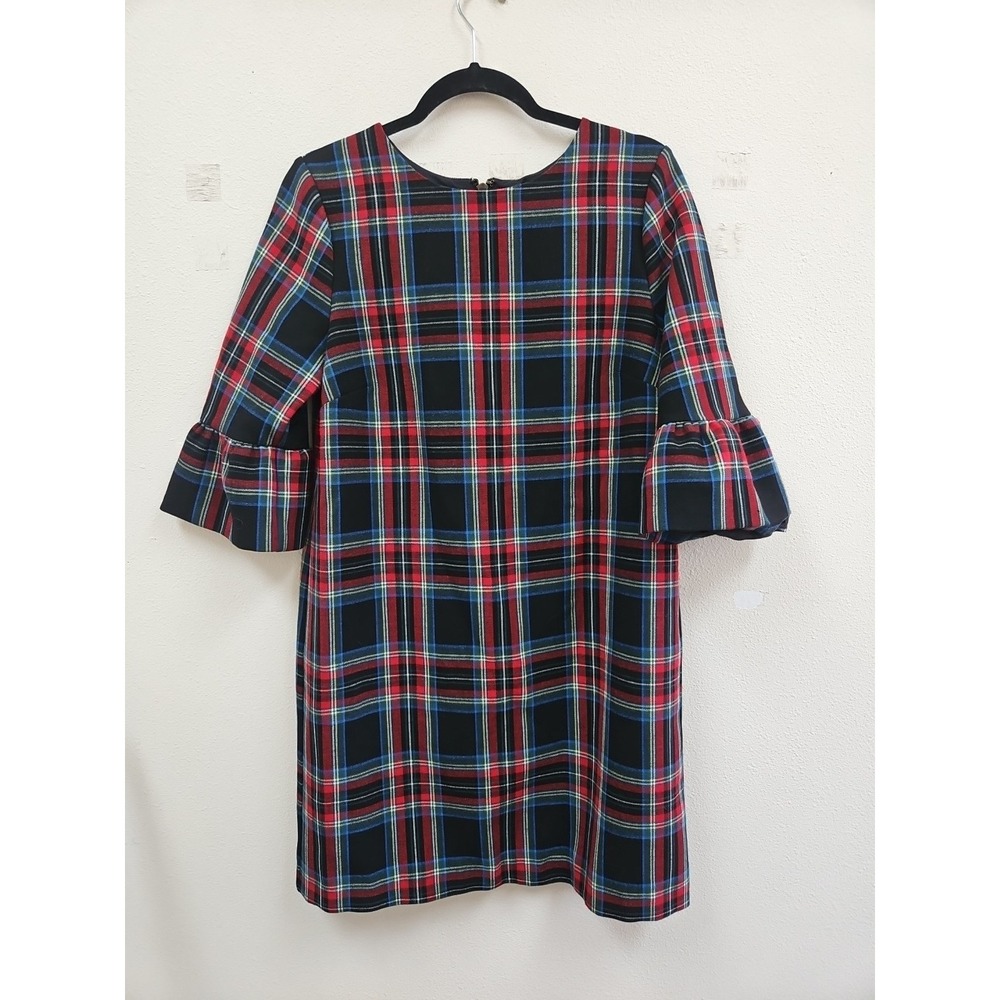 Vineyard Vines  Dress Womens 6 Jolly Plaid Greenwich Flutter Sleeve Shift  Dress